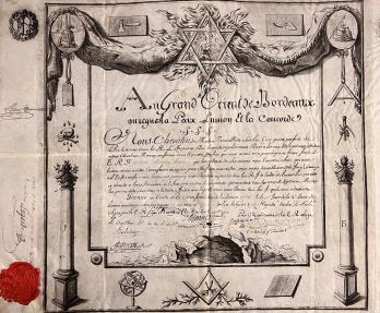 Masonic diploma  of Bordeaux lodge 