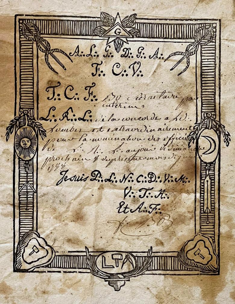 An archive of Masonic letters from the times of the First French Revolution